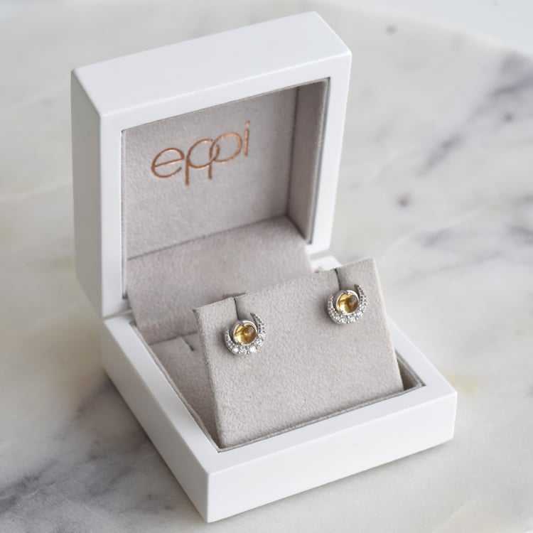 Silberne Ohrringe mit Citrinen und Zirkonia Timber 86203