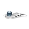 Silberne Brosche mit schwarzer Perle und Zirkonia Otmar