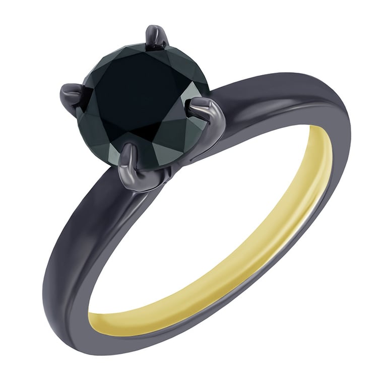 Schwarzer Goldring mit Ruthenium und 2ct Diamant Harley