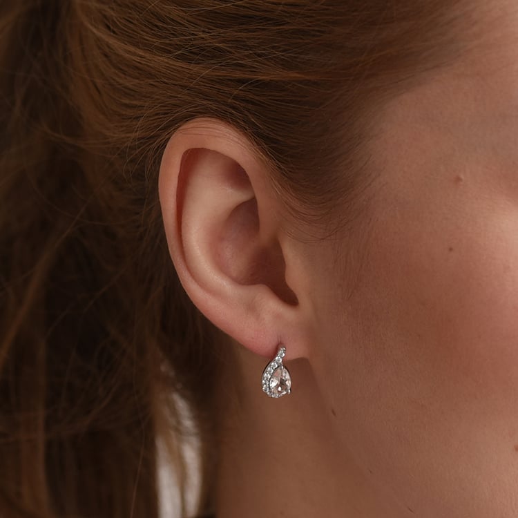 Silberne Ohrringe mit Morganiten und Zirkonia Rina 60317