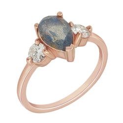 Verlobungsring mit Labradorit und Moissaniten Nanon