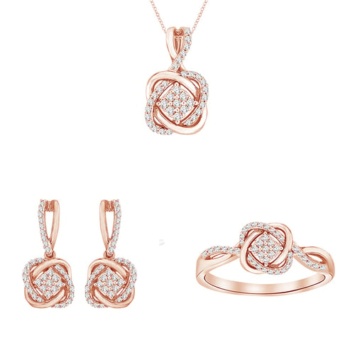 Goldenes geflochtenesSchmuckset mit Diamanten Emre