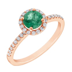 Bezaubernder Halo-Ring mit Smaragd und Diamanten Toppy