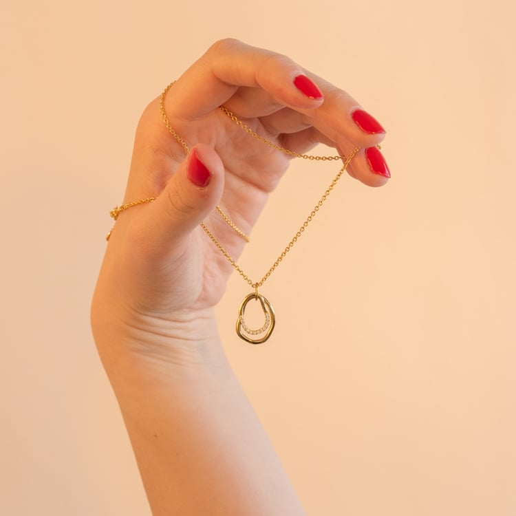 Vergoldetes Schmuckset mit Zirkonen Roth 101266