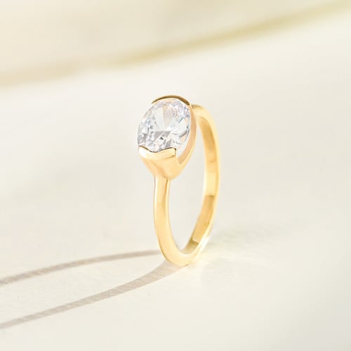 Verlobungsring mit ovalem Halblünette Diamanten Hortensia