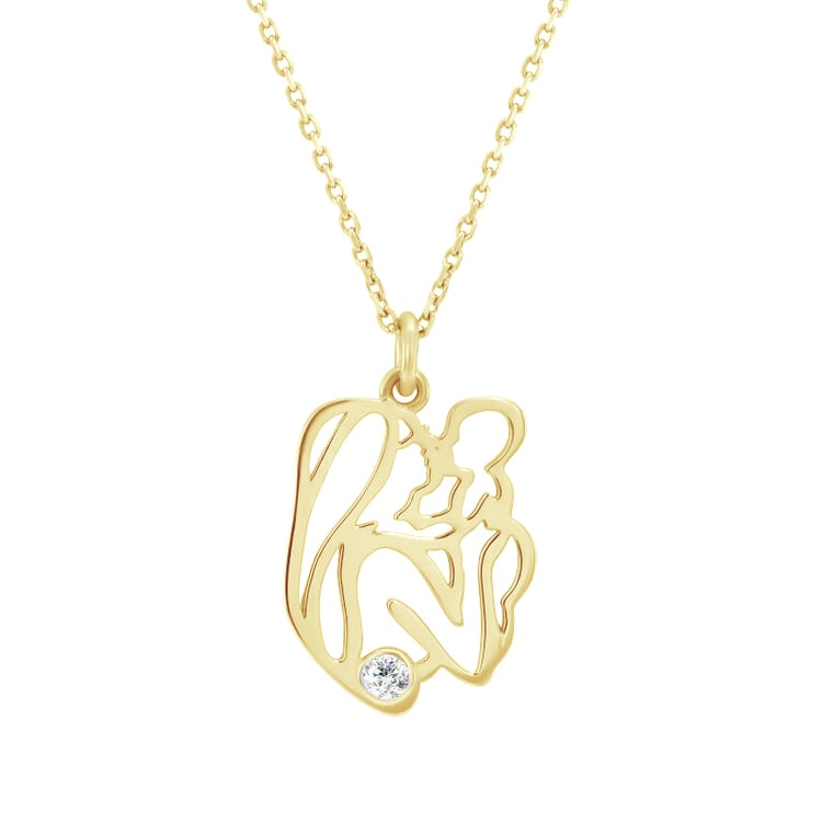 Silberner Anhänger Mutter und Kind mit weißem Topas Rian 83739