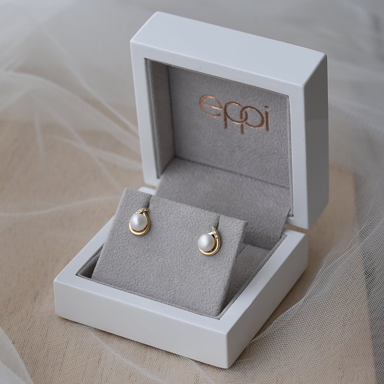 Zirkonia und Perle Ohrringe in Eppi-Geschenkbox 63771