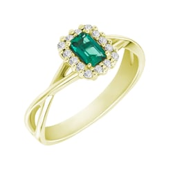 Zarter Goldring mit Diamanten und Smaragd Hali