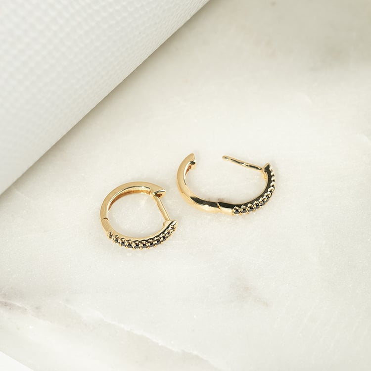 Creolen mit schwarzen Diamanten Gomati 134006