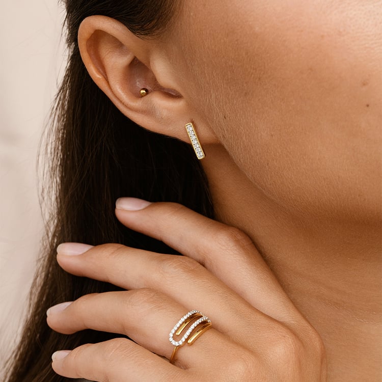 Goldene Ohrringe mit Lab Grown Diamanten Lena 163506