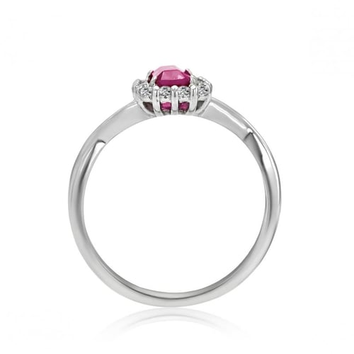 Zarter Goldring mit Diamanten und Saphir im Smaragdschliff Hali