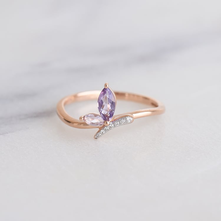 Eleganter Ring mit Amethysten und Diamanten Saqui 86761