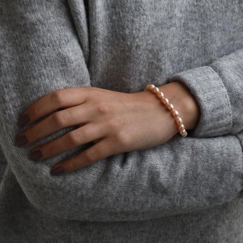 Silbernes Armband mit Perlen in Peach Mindy