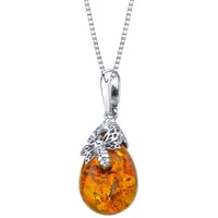 Bernsteinanhänger aus Silber mit Biene Honey