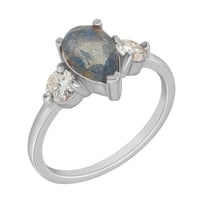 Verlobungsring mit Labradorit und Moissaniten Nanon