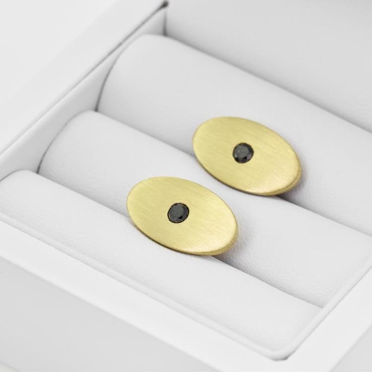 Goldene Manschettenknöpfe mit schwarzen Diamanten Obert 9254