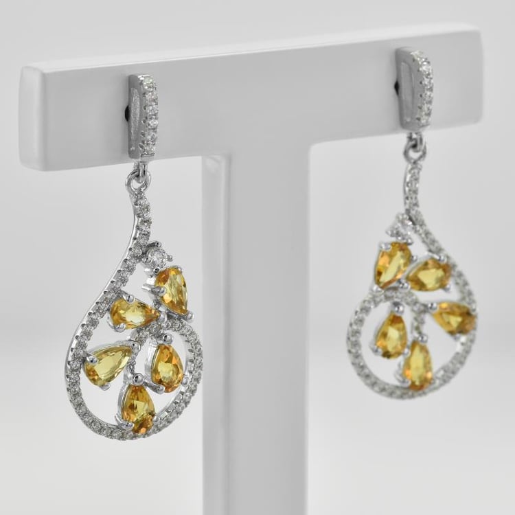 Ohrhänger mit Citrinen und Zirkonia 45379