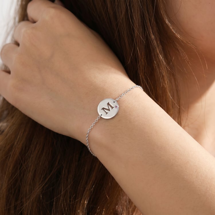Silberarmband mit Saphir und Gravur eines Buchstabens Kanny 167851