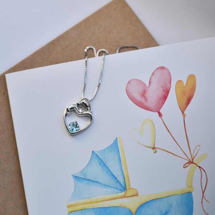 Anhänger Mutter und Kind mit Schweizer Topas und Diamanten Ella 146324