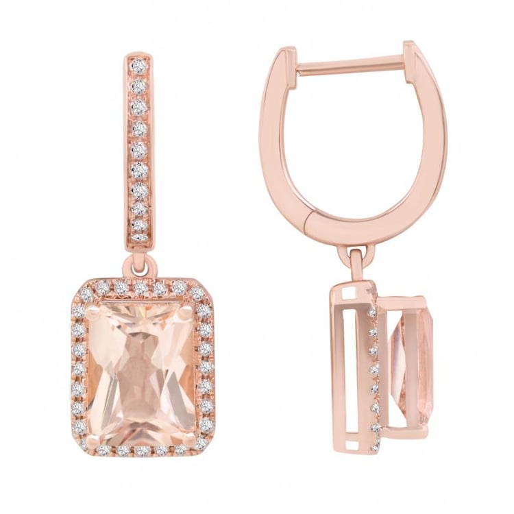 Bezaubernde Goldohrhänger mit Morganit und Diamanten Bibi 7656