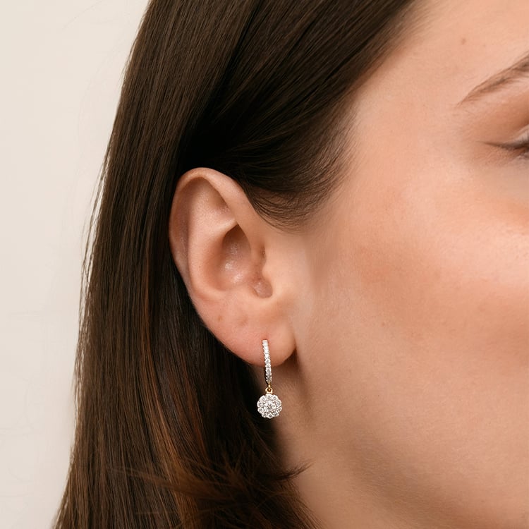 Goldene runde Ohrringe mit Lab Grown Diamanten 158753