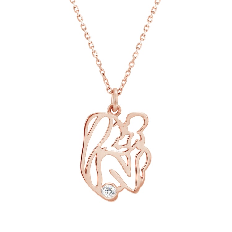 Silberner Anhänger Mutter und Kind mit weißem Topas Rian 83738