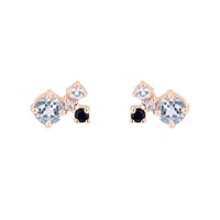 Silberne Cluster-Ohrstecker mit Mondstein, Aquamarin, Saphir und einem Diamanten Kerrie