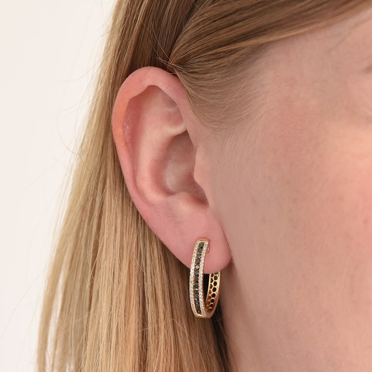 Ringohrringe mit schwarzen und weißen Diamanten Brittany 84452