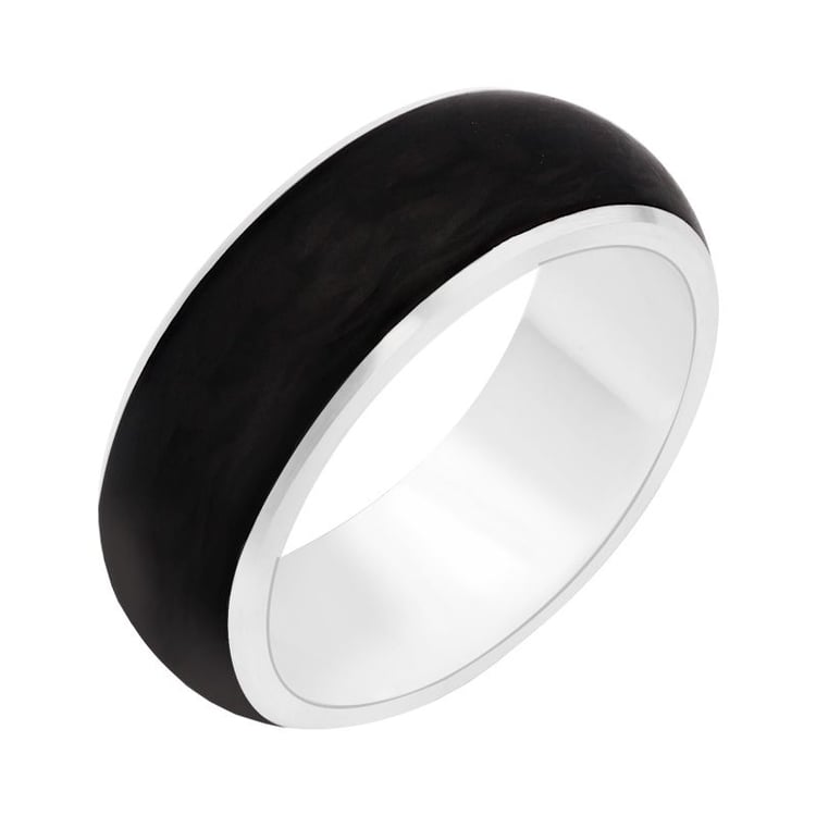 Flacher Trauringe aus Carbon und Silber Kaidan