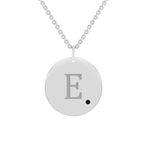 Anhänger mit schwarzem Diamant und Gravur eines Buchstabens Sager