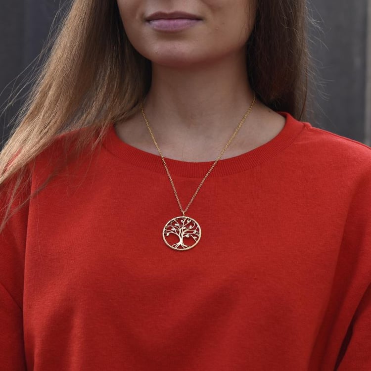 Silberne Citrin-Anhänger in der Form des Baum des Lebens Byrd 49459