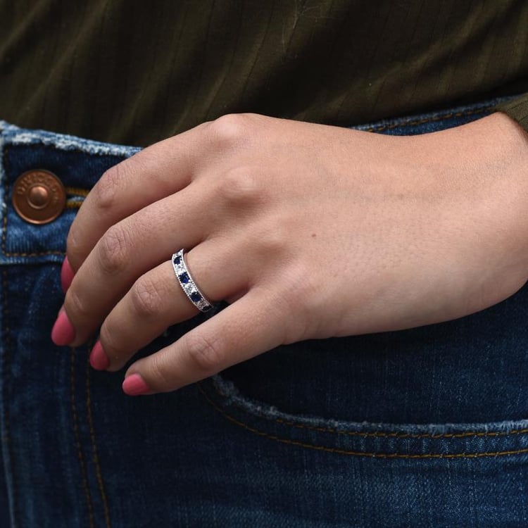 Memoire Ring aus Silber mit Saphiren Ednah 49693