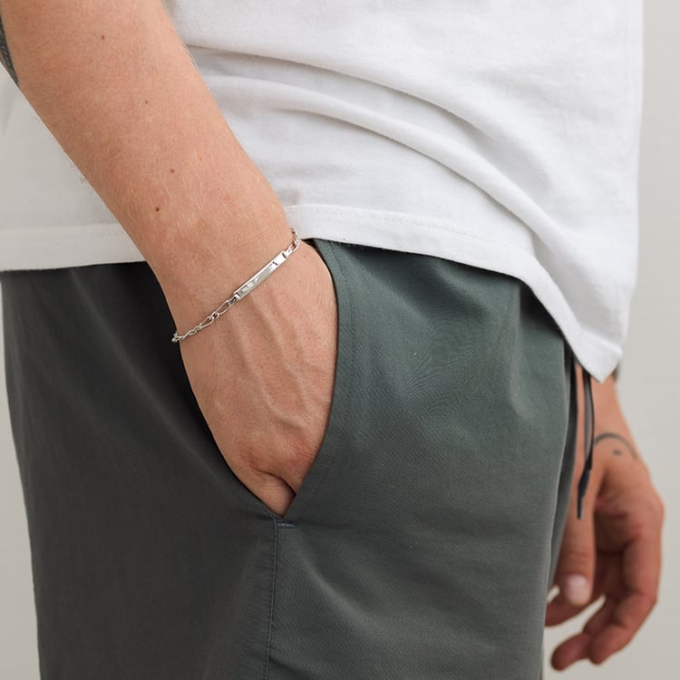 Silbernes Figaro Armband mit der Möglichkeit einer Gravur 129988