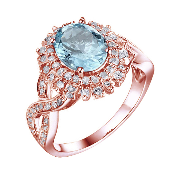 Goldener Ring mit Aquamarin und Diamanten Uara 82365