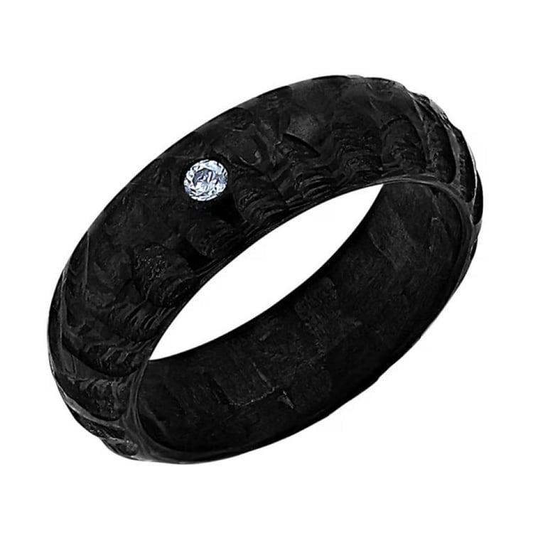Ring aus Carbon mit atypischer Oberfläche und Zirkonia Mingus