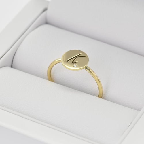 Ring aus Gold mit Diamant und Gravur Narik