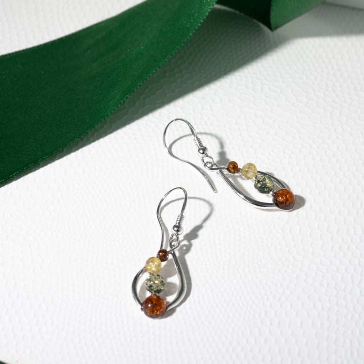 Silberne Ohrhänger mit Bernstein Keana 130589