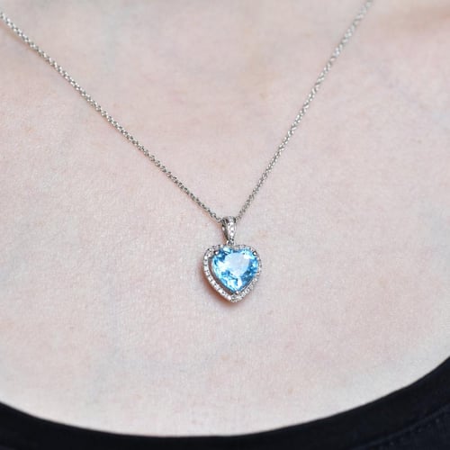 Anhänger in Herzform mit Topas und Diamanten Eliya