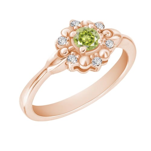 Verlobungsring mit Olivinen und Diamanten Dylah
