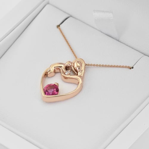 Silberner Anhänger Mutter und Kind mit Turmalin und Diamant Ella