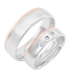 Bicolor Eheringe aus zwei Goldtönen mit Diamanten Erel