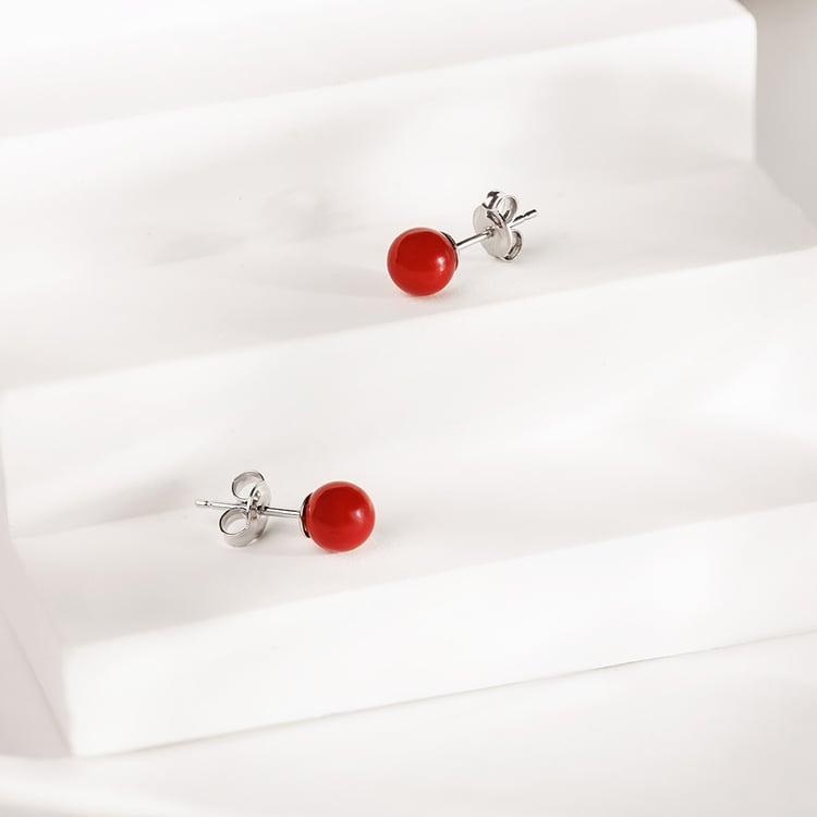 Minimalistische Ohrringe mit runden Korallen 158388