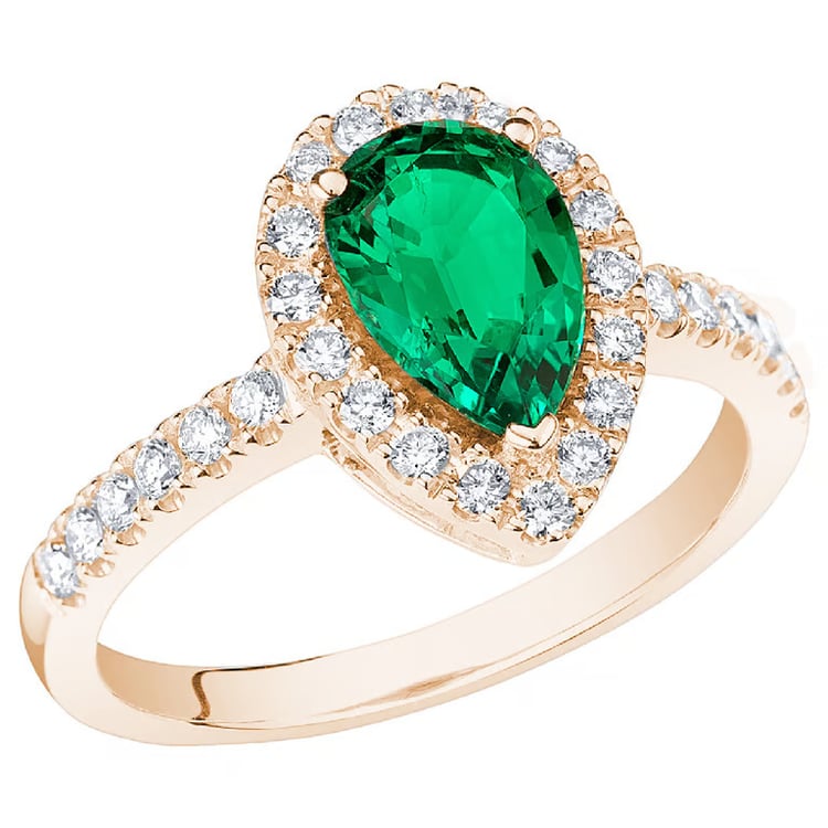 Scheidungsring mit Lab Grown Smaragd in Tropfenform und Diamanten Peter 165410