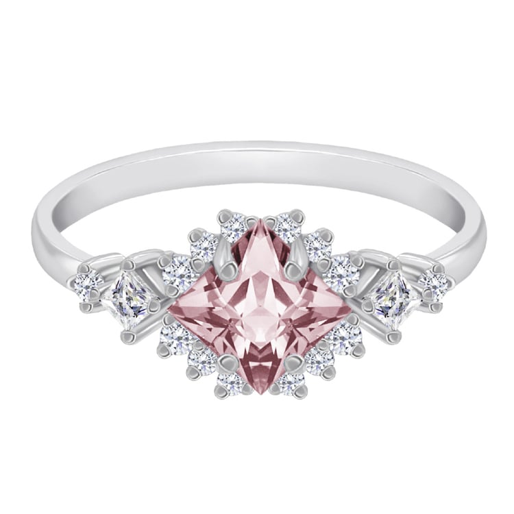 Goldener Ring mit Princess Morganit und Moissaniten Medrie