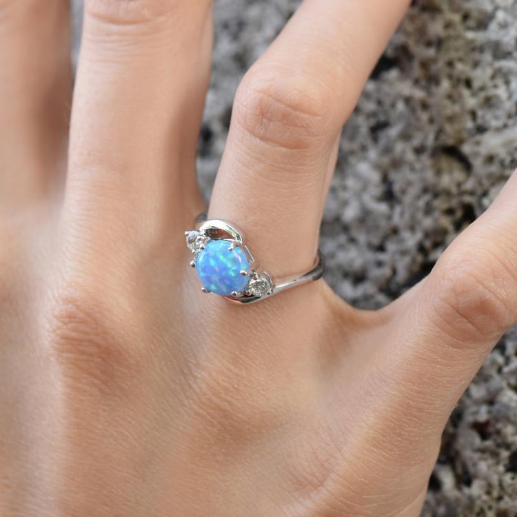 Silberring mit Opalen und Zirkonia Jimena 11110