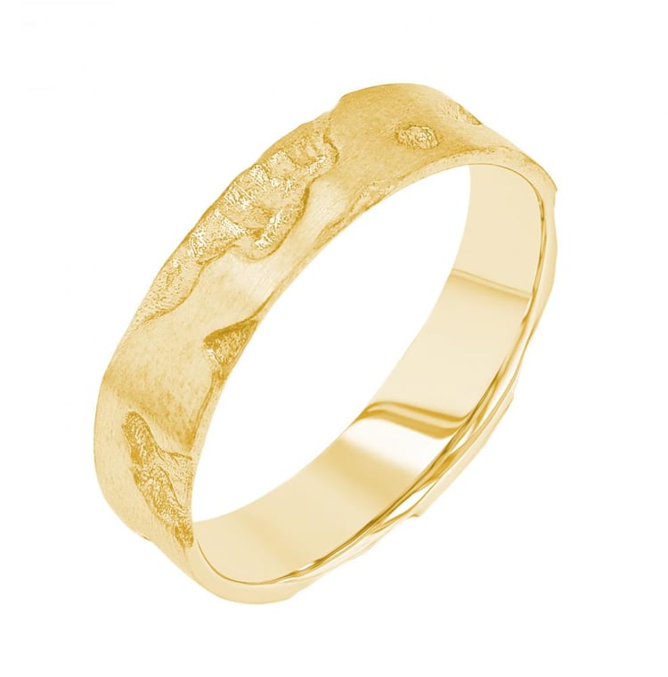 Goldene Eheringe mit von Hand gravierter Oberfläche Cley 156439