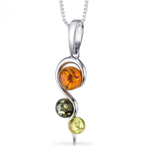 Silbernes Schmuckset mit Bernsteinen Halcyon