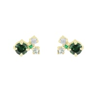 Cluster-Ohrringe mit grünen Diamanten, Saphiren, Tsavorit-Granaten und Moissaniten Kerrie