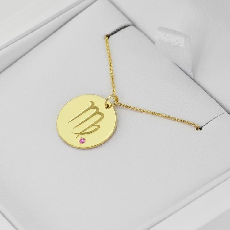 Sternzeichen Jungfrau und rosa Saphir in Eppi-Geschenkbox 35271