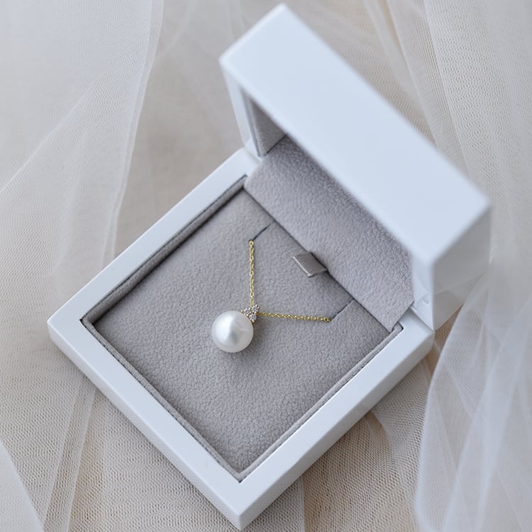 Perle und Zirkonia Gold Anhänger in Eppi-Geschenkbox 61497